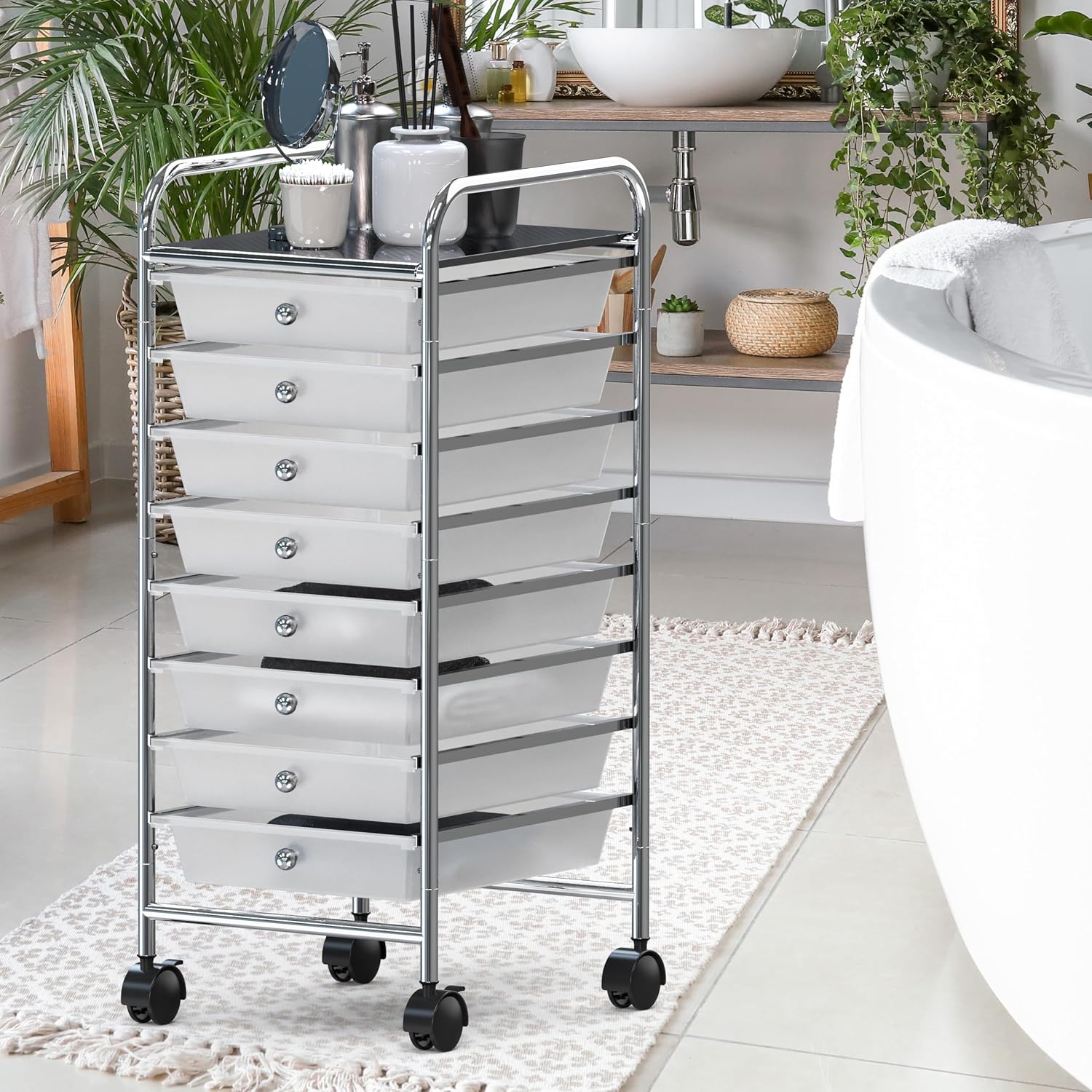 Simple Houseware 8 Drawers Rolling Utility Cart Art Craft Storage, Chrome image 4