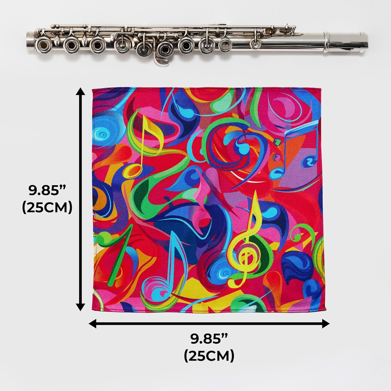 Silk C Flute Swab | 100% Pure Mulberry Silk | Safe & Gentle on Flutes | Non-Treated for Enhanced Absorption & Drying | Premium Stitching | 10”x10” (BTS, 10"x10")