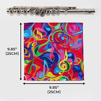 Silk C Flute Swab | 100% Pure Mulberry Silk | Safe & Gentle on Flutes | Non-Treated for Enhanced Absorption & Drying | Premium Stitching | 10x10 (Abstract, 10x10)