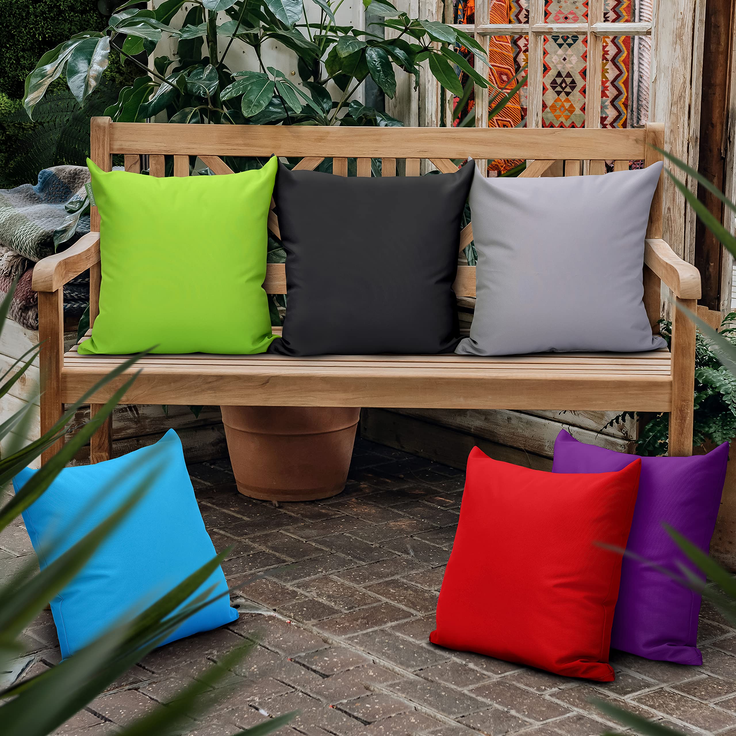 Gardenista Cuscini Decorativo per Esterni/Interni | Resistente all'acqua Federe Cuscini Divano con Riempimento | Cuscino Scatter per Sedie in Rattan | Leggeri Cuscini per Divani 45x45cm (Turchese, 4)
