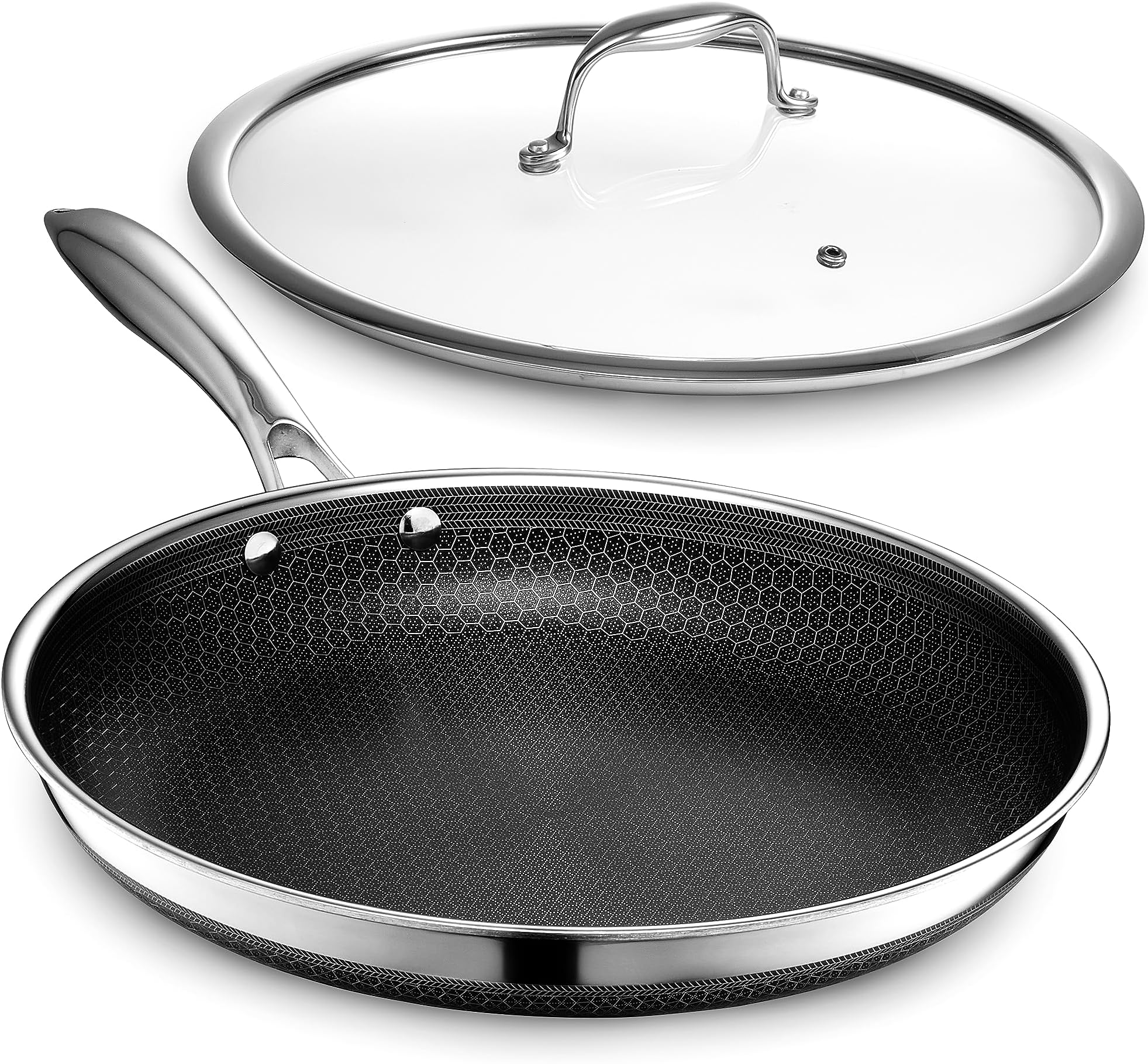 HexClad Hybrid Frying Pan, 11.8 inches (30 cm), Hexclad (Lid Included)