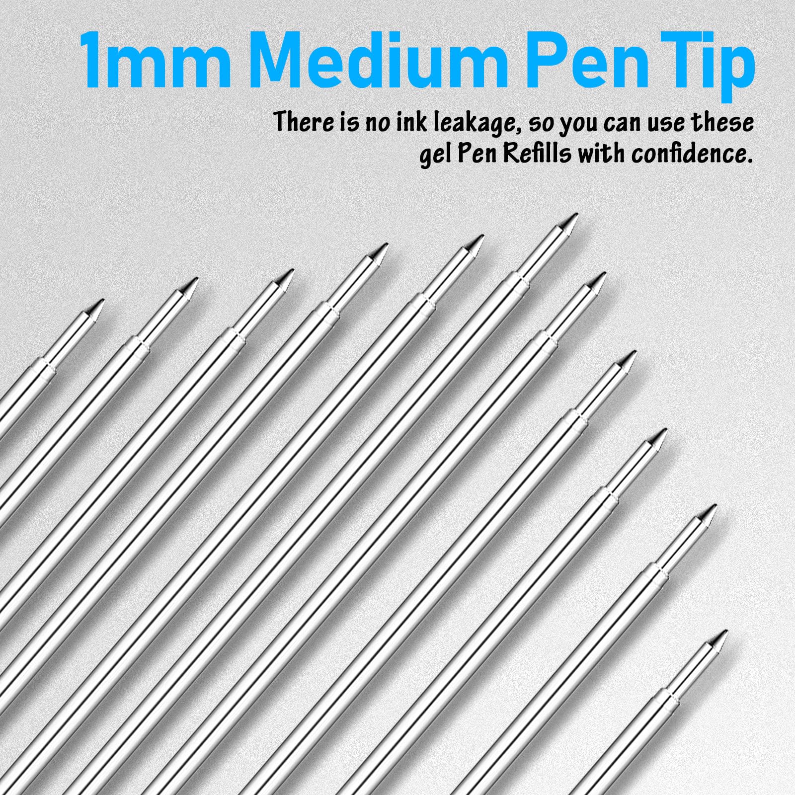 MAGICLULU 200 recambios de bolígrafo - Recambios de tinta negra reemplazables - Núcleo metálico de 1,0 mm, punta mediana - Compatible con bolígrafos Cross para una escritura