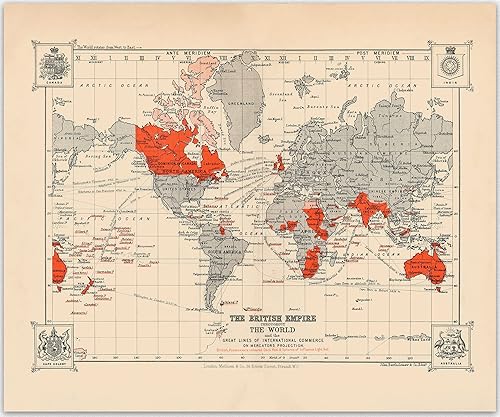 British Empire Vintage MapFamous Art Print of British Map Wall DecorAnqtique & Historical Vintage Decor Map Poster for Home Office AccessoriesLiving