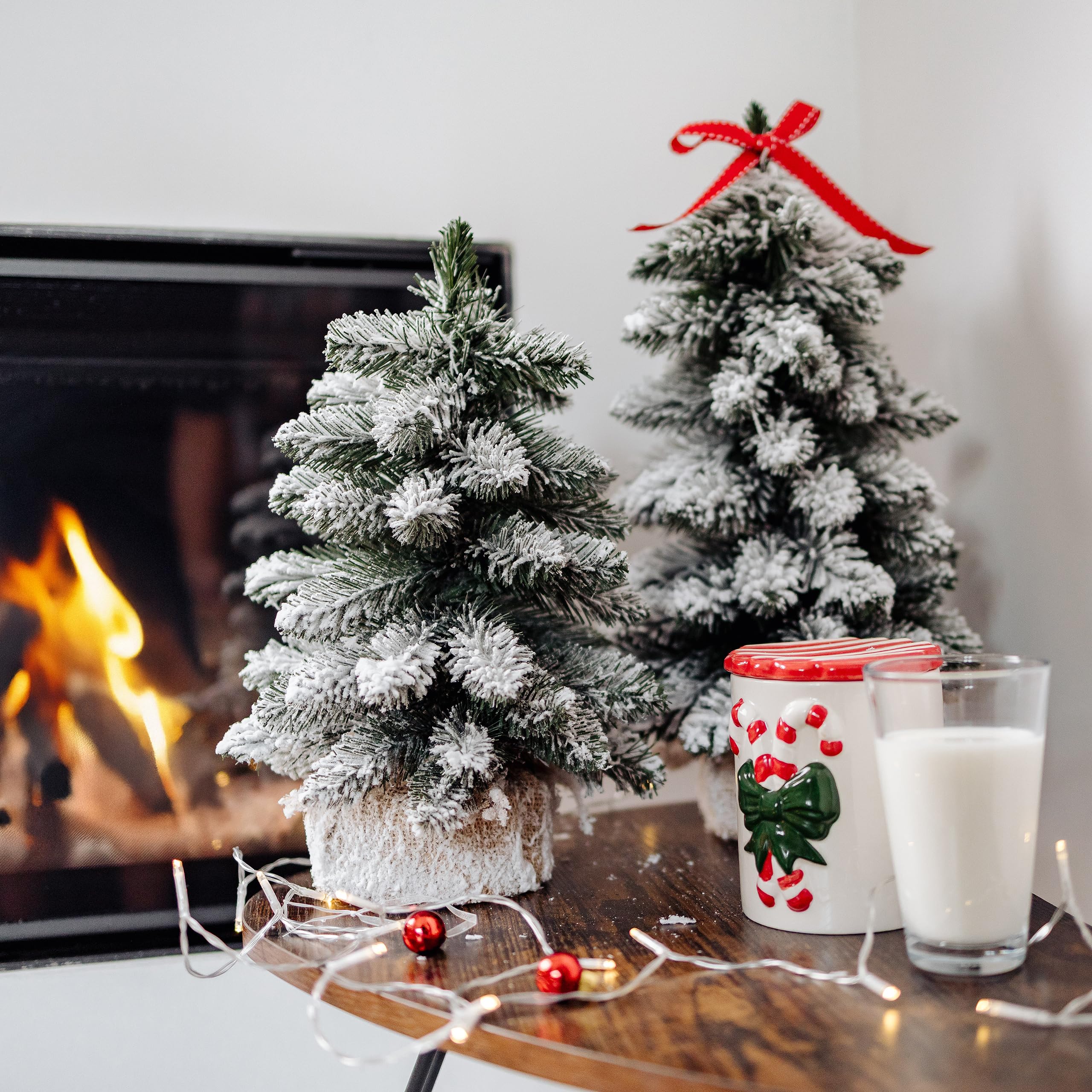 Creative Home Árbol de Navidad Artificial con Nieve | Tamaño 30 cm | Cono Pino Pequeño Miniatura | para Mesa Escritorio Oficina | Interior Exterior | Regalo Decoración Personalizada Navideña