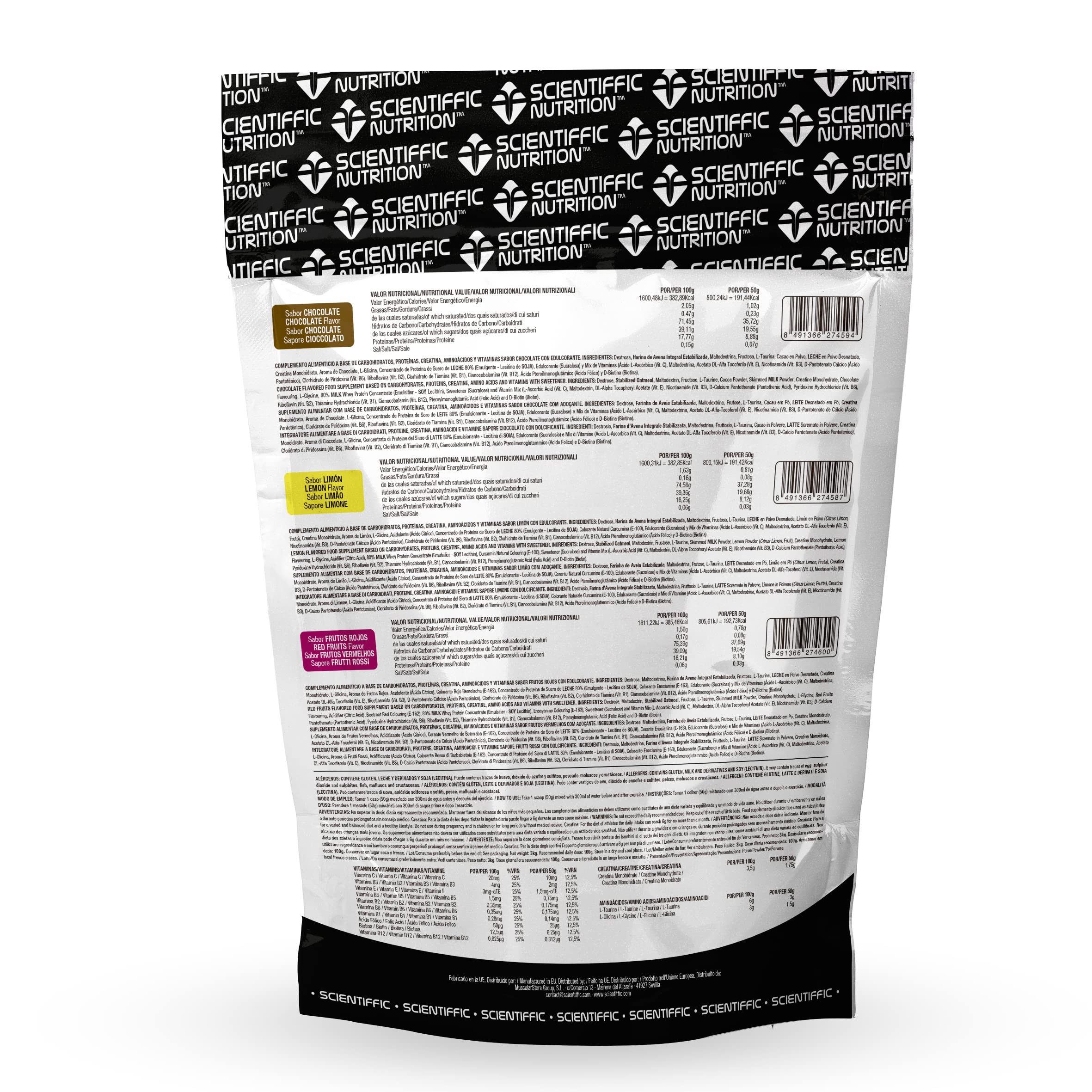 Scientiffic Nutrition - Brutal Impact, Ganador de Peso y Masa Muscular, Mass Gainer con Carbohidratos, Proteina de Suero y Aminoácidos como la Creatina - 3Kg, Sabor Yogurt Limón.