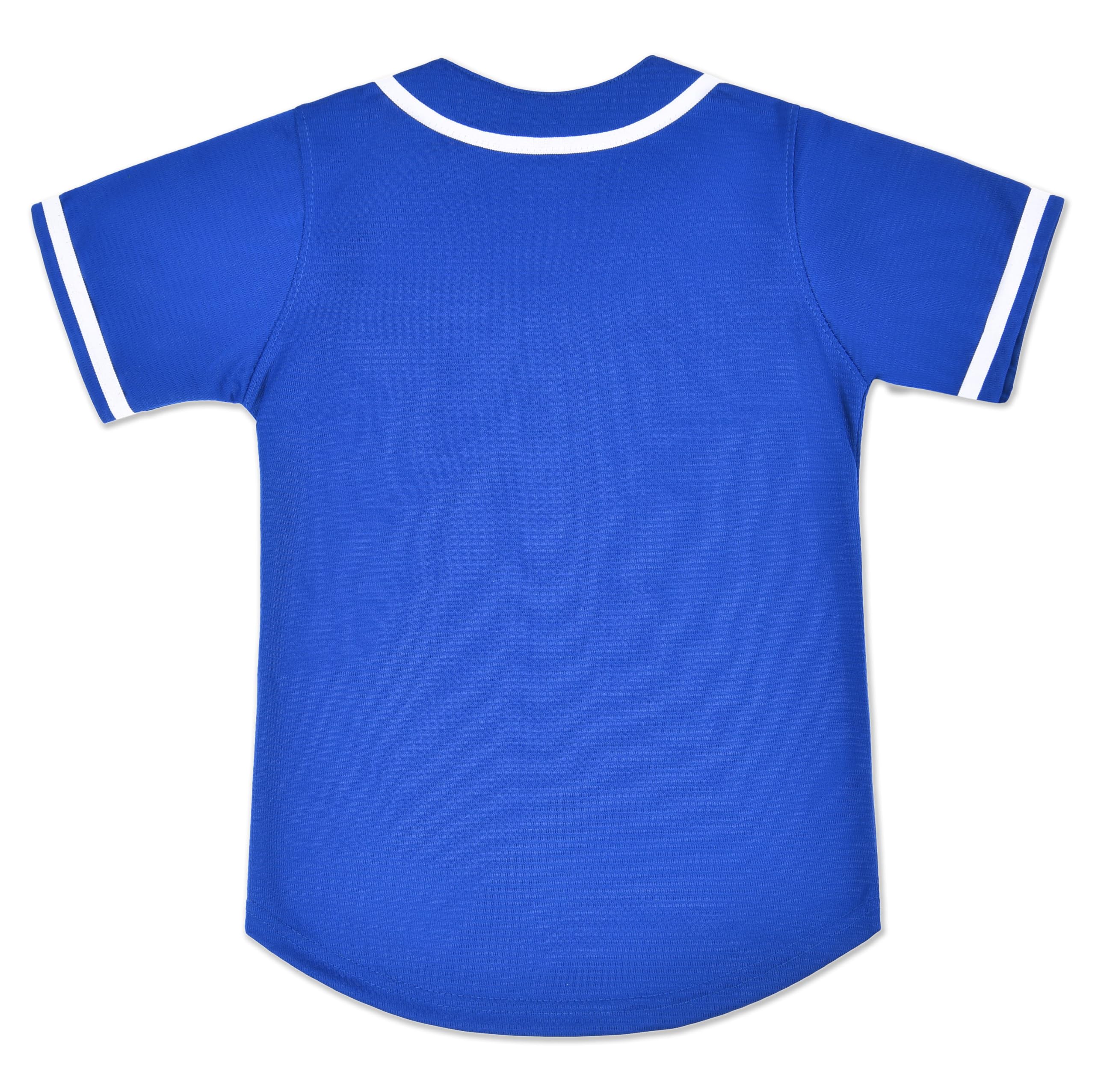 Repawu Kids Baseball Jersey Button Down Hip Hop Personalized Sport T Shirts Tops Baseball Shirt for Boys Girls Toddler 2T-10Y (US, Age, 8 Years, Blue)