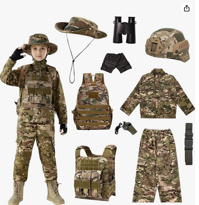Disfraz militar para niños camuflado talla 9-11 miniatura 7