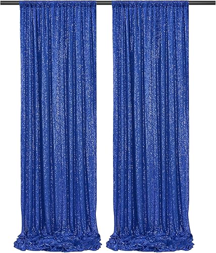 Cortina tipo telón de lentejuelas azul real con purpurina de 8 x 10 pies para fiestas, cumpleaños, bodas, fotografía, decoración del hogar, no se