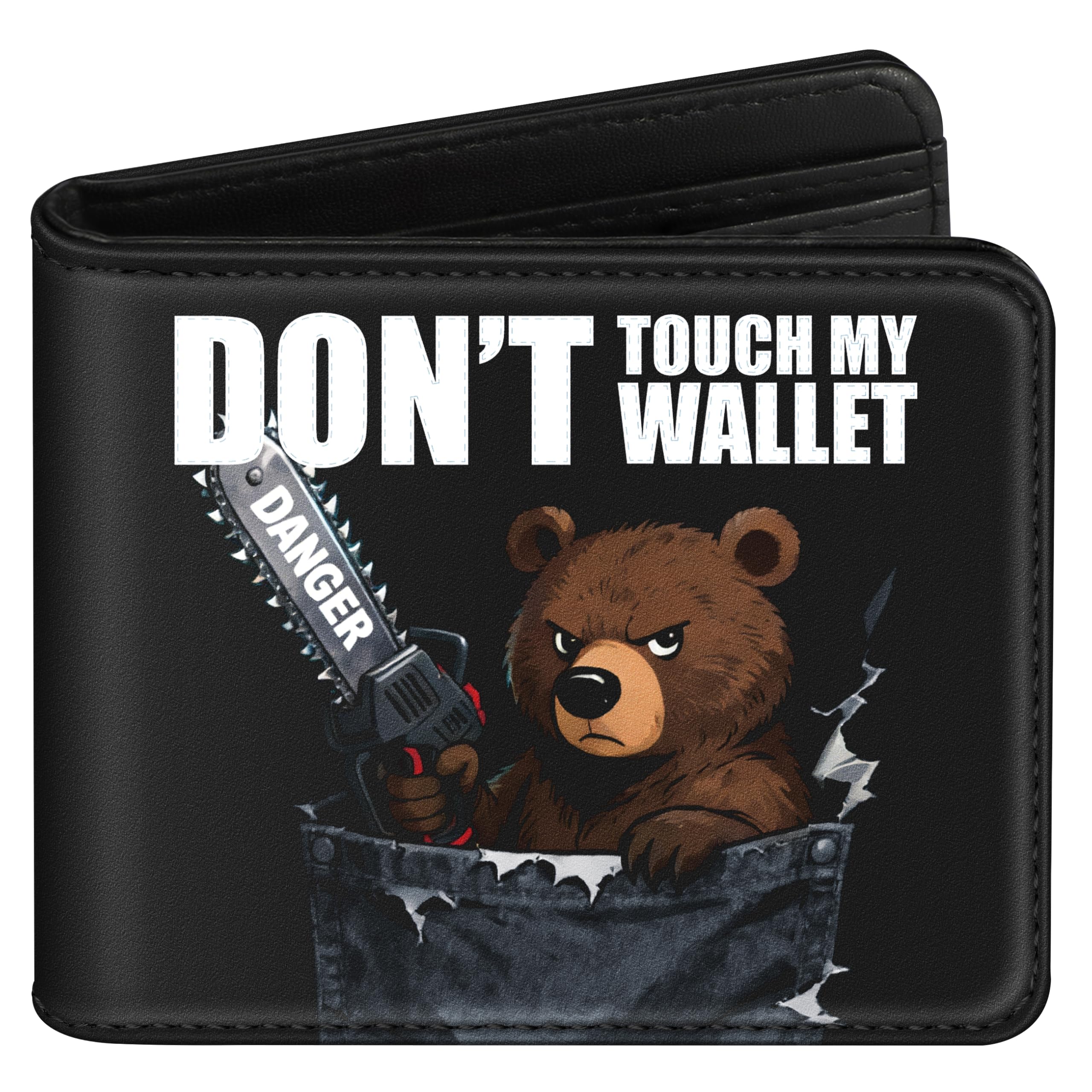 Bistup Teen Boys Cool Wallet - Men Mens Don't Touch My Wallet Leather Credit Id Card Cash Holder Man Black Rfid Blocking Zipper Wallets With Coin Pocket Id Window Aesthetic Teen Boy Male Youth Guys