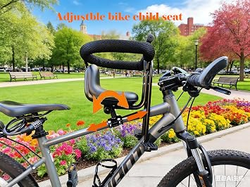 Front Mount Kids Bike Seat for Adult Bike - Baby & Toddler Bicycle Seat with Adjustable Footrests, for Children 1-5 Years, Easy-Install Child Carrier for Commuting & Family Rides