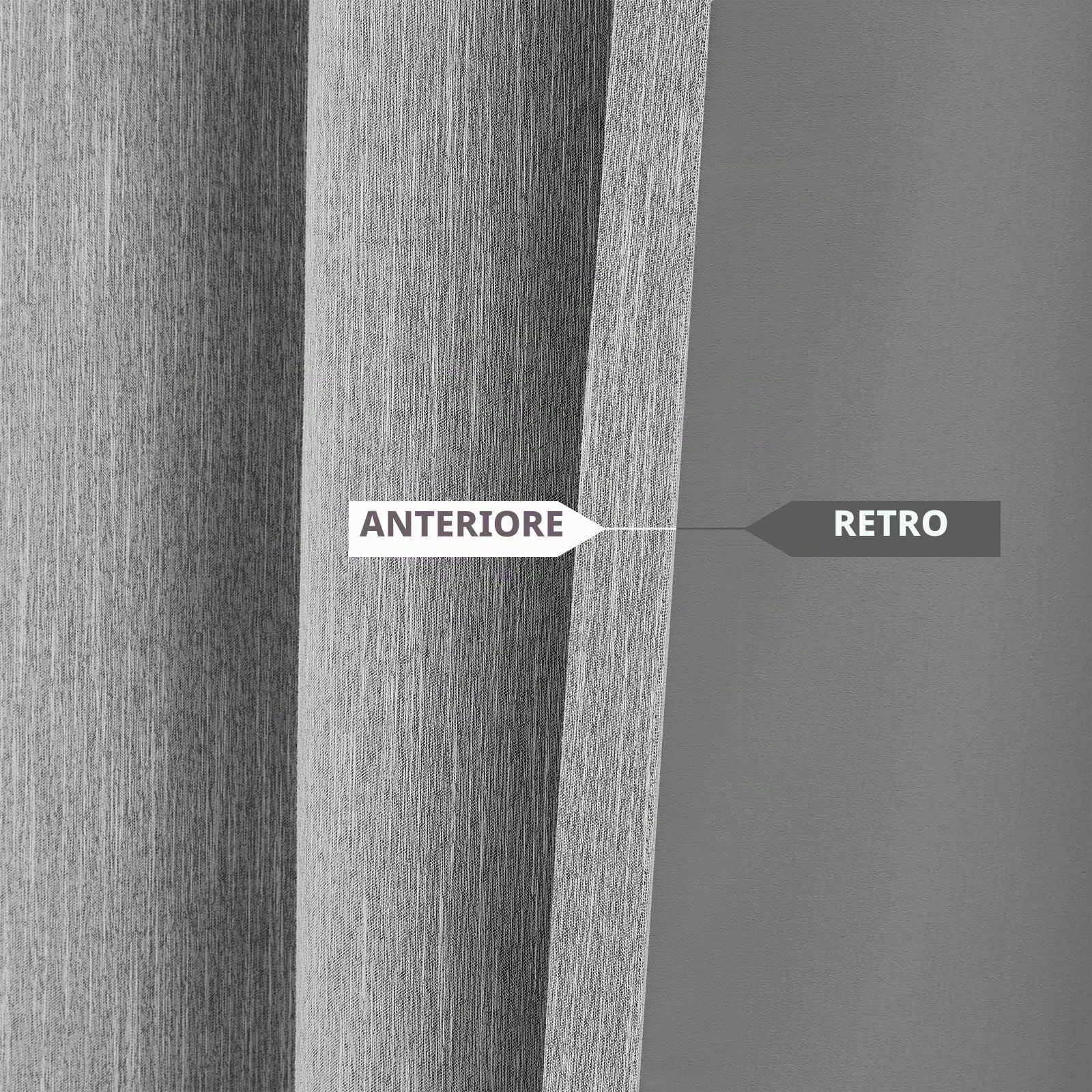 Melodieux Tende con Occhielli Oscuranti in Misto Cotone Grigio, al Pezzo, 140x245cm