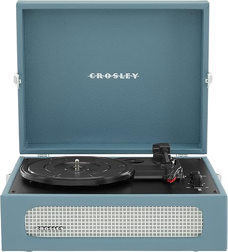 Miniatura 12 de Crosley CR8017B-WB Voyager - Tocadiscos portátil clásico de vinilo con Bluetooth de entradasalida y altavoces integrados, Azul lavado