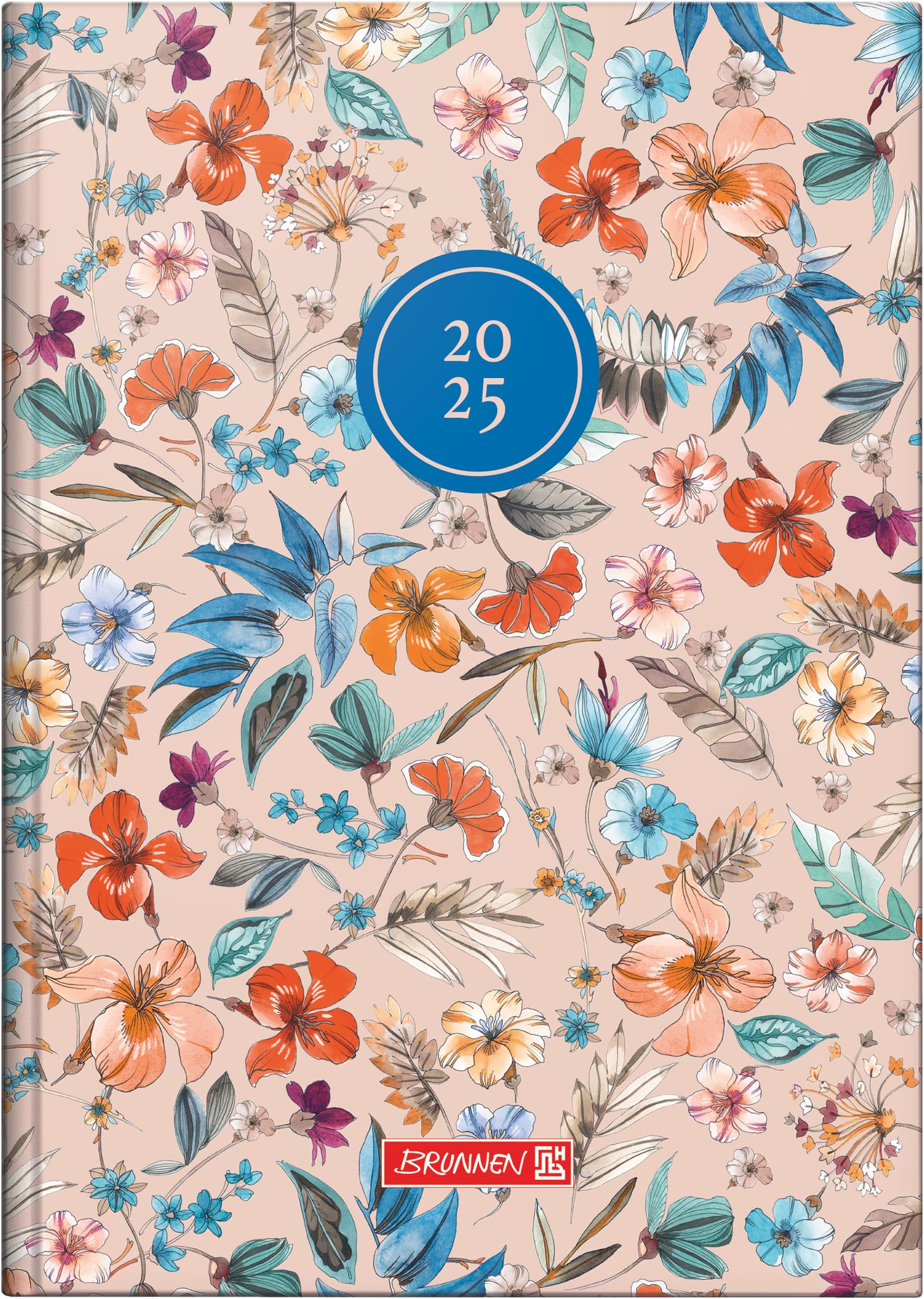 BRUNNEN Book Calendar Model 795 (2025) "Botanical", 1 Page = 1 Day, A5, 352 Pages, Graphic Cover, Colourful