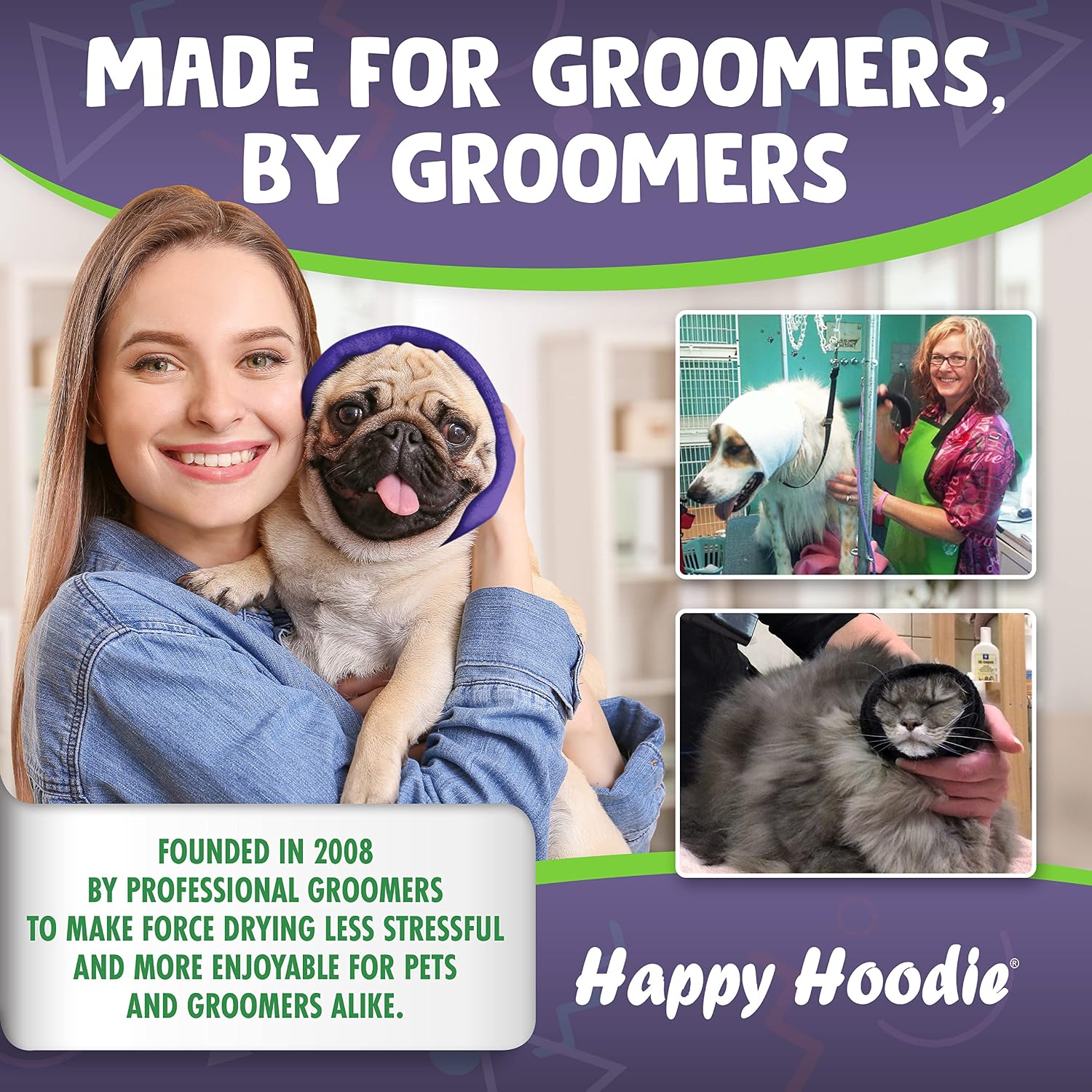 Happy Hoodie Set, Black, Pack of 2, packs of 2 - 1 large & 1 small - Image 3