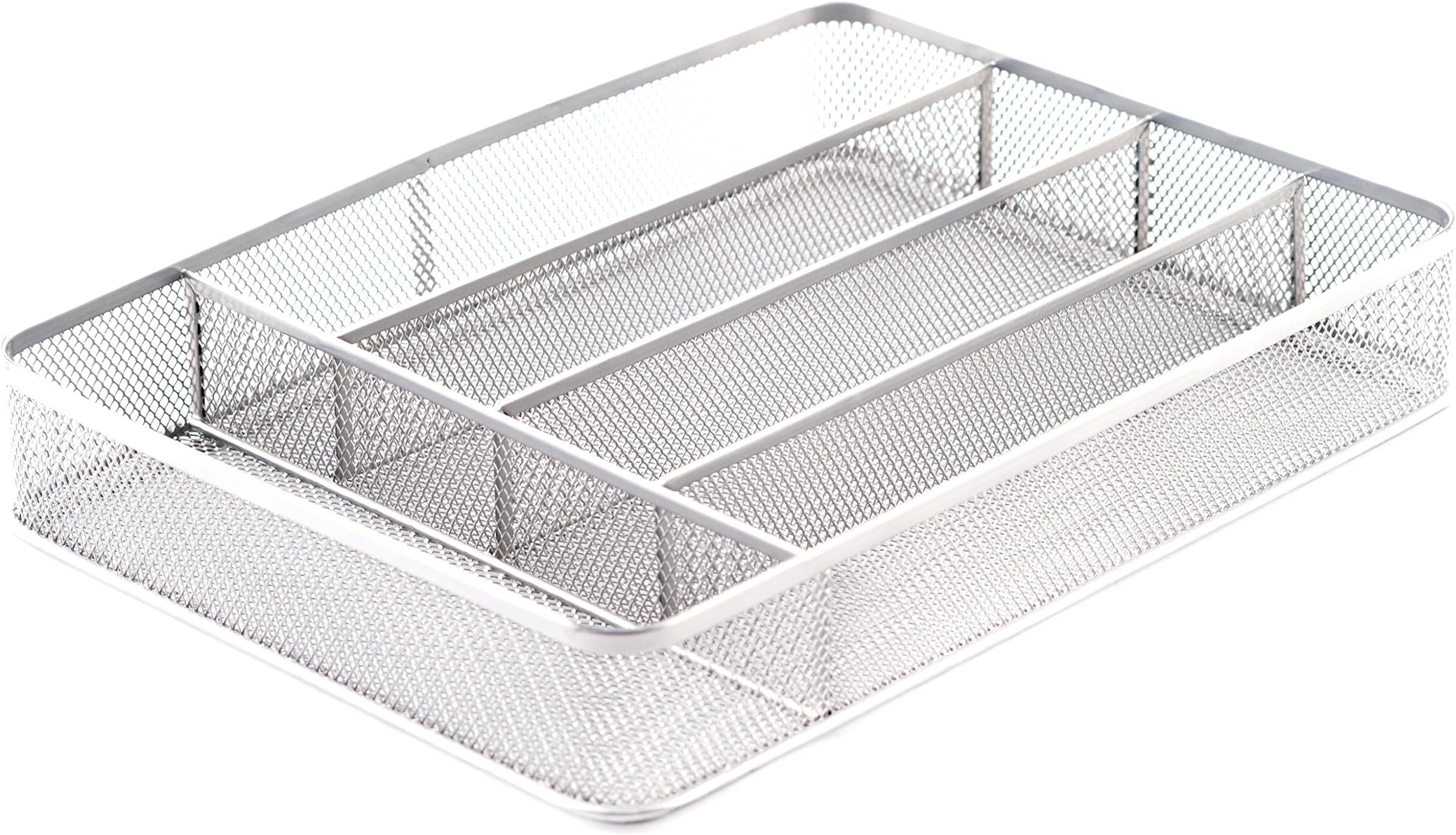 KD Organizers 5-Slot Mesh Drawer Organizer: Perfect desk drawer dividers for office supplies, kitchen silverware or cutlery tray, or bathroom accessories holder!