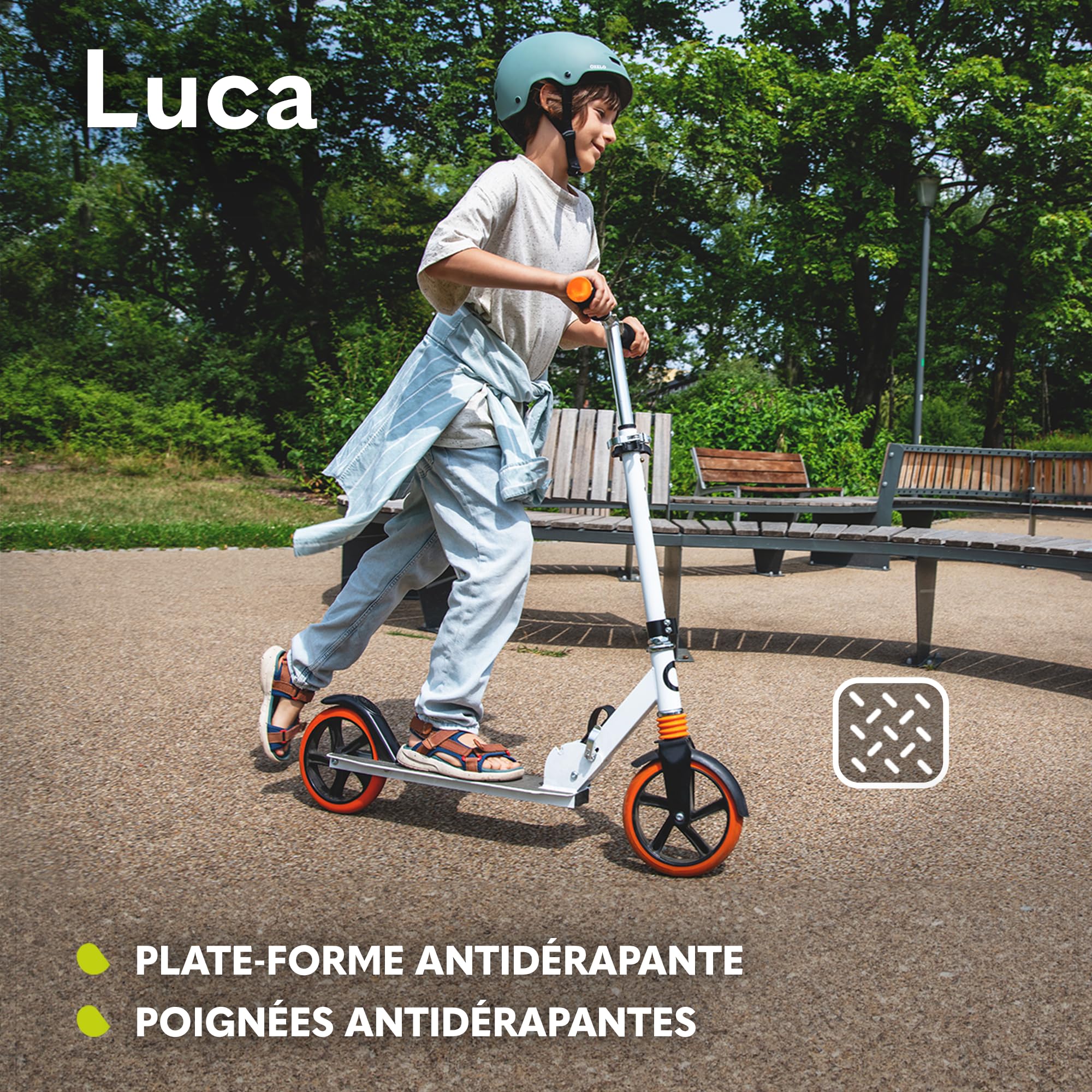 LIONELO LUCA trotinette Enfant et Adultes jusqu'à 100 kg, Construction Durable, Pliage, Rapide, Guidon Ajustable, Roues à 20 cm, Amortisseur ShockResist Frein (Noir)