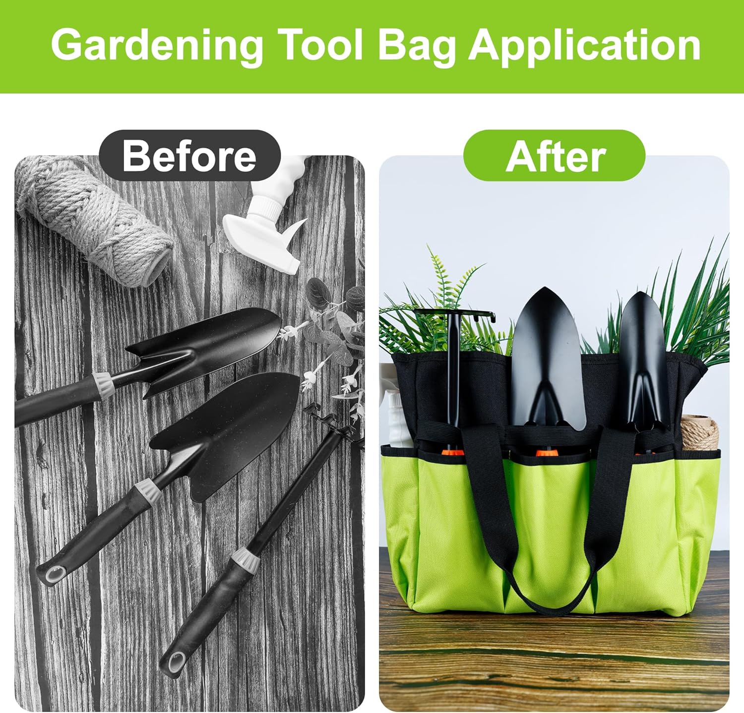 Portable Garden Tool Bag with 16 Pockets & Handle, Durable Waterproof Garden Tote Bag for women & Men, 900D Heavy Duty Gardening Tool Organizer and Storage Bags for Indoor & Outdoor - Image 5