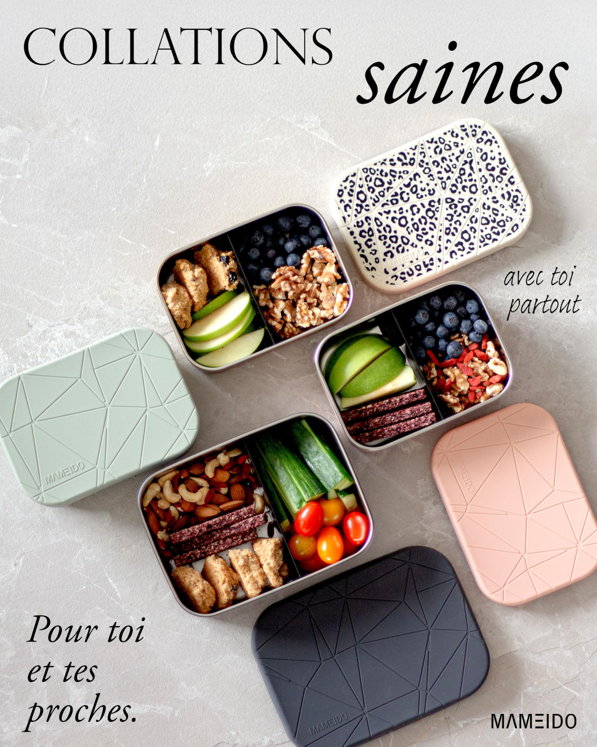 MAMEIDO Lunch box compartiments 1200 ml (Taupe Grey)