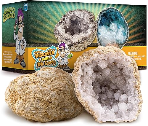 Abre 2 geodas grandes  Abre tu propia geoda grande con cristales, kit de ciencias de la Tierra para niños para aprender geología, regalos para