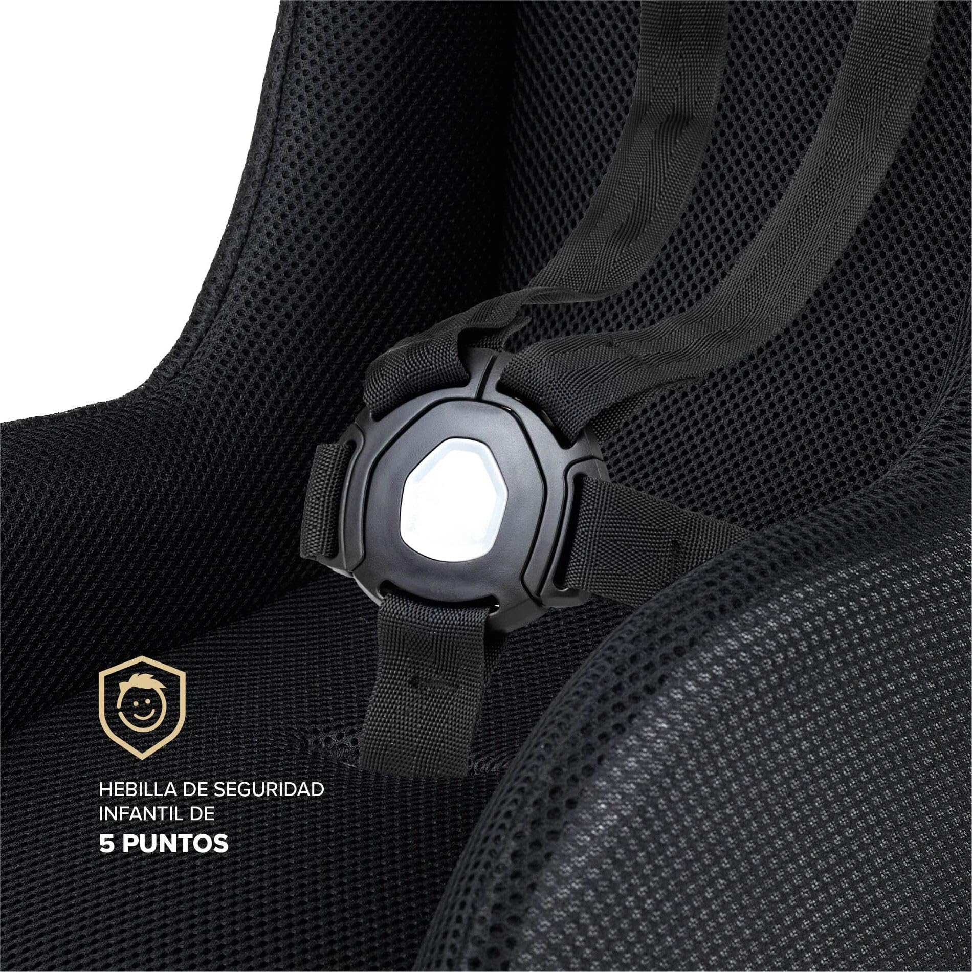 POLISPORT 8015000019 - Mini Pelican Todo Clima Reductor Asiento Bebé con Arnés 5 Puntos para Remolque, Cochecito y Bicicleta Cargo – Transpirable, Seguro y Compatible de 7 a 18 Meses, Negro