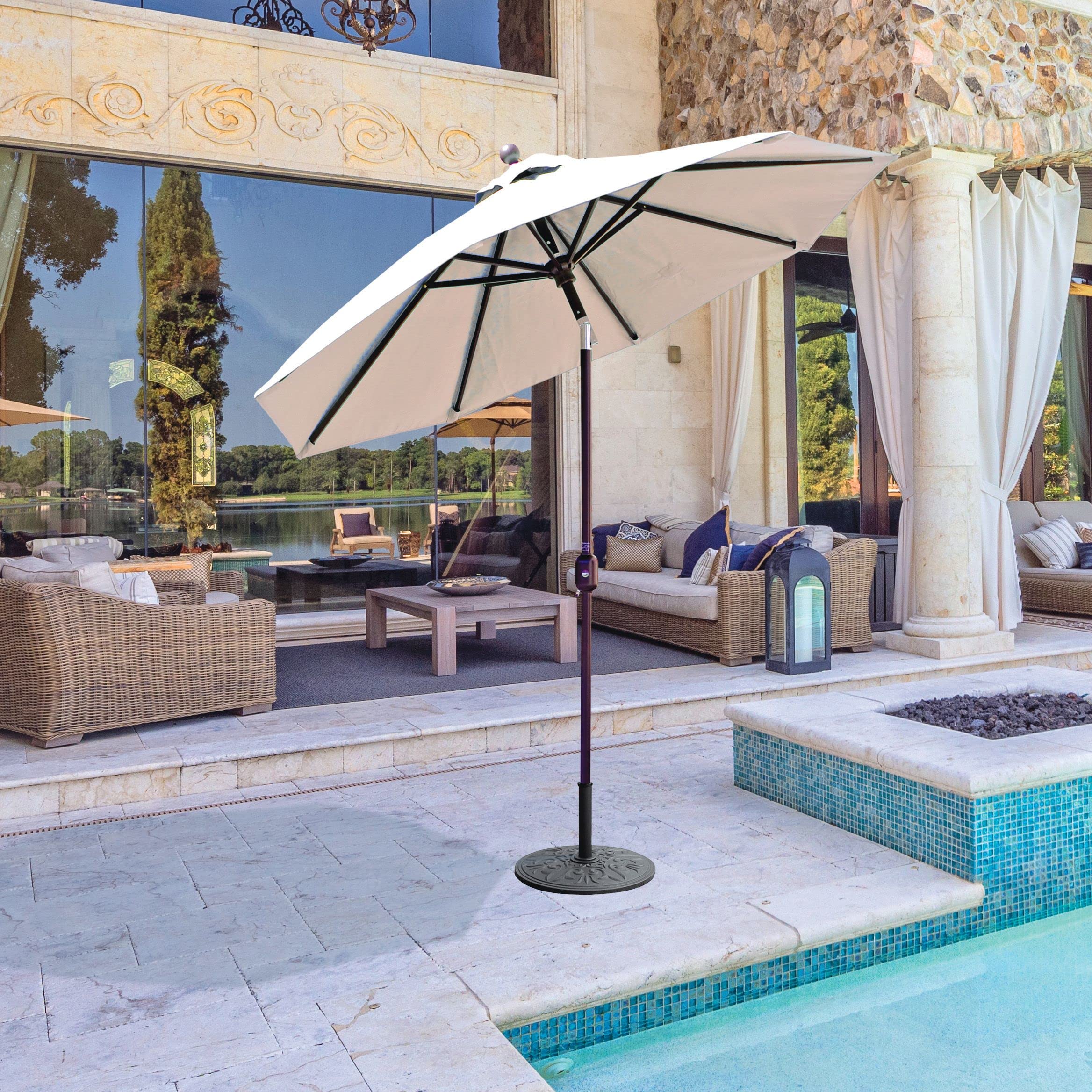 Galtech Market Umbrella, Premium Octagon Design with Auto Tilt for Patio Garden Pool (7.5-FT Antique Bronze Frame Sunbrella: Antique Beige) : Patio, Lawn & Garden