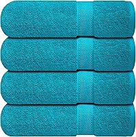 Vista 47 de Infinitee Xclusives Juego de 4 toallas de baño blancas de alta calidad para baño (27 x 54 pulgadas), toallas de baño 100% algodón hilado en anillo