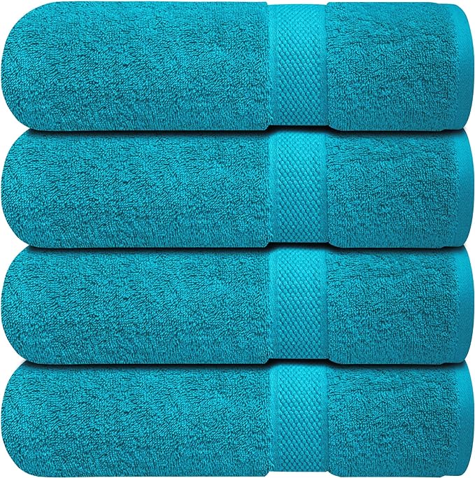 Infinitee Xclusives Luxury Wash Cloths for Showering [13x13] – 100% Cotton Washcloths [Pack of 4], Soft and Absorbent Face Towels for Bathroom Wash Clothes, Gym, and Spa (Serene Teal)