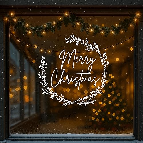 Merry Christmas Wall Sticker – Elegant Wreath Merry Christmas Decal