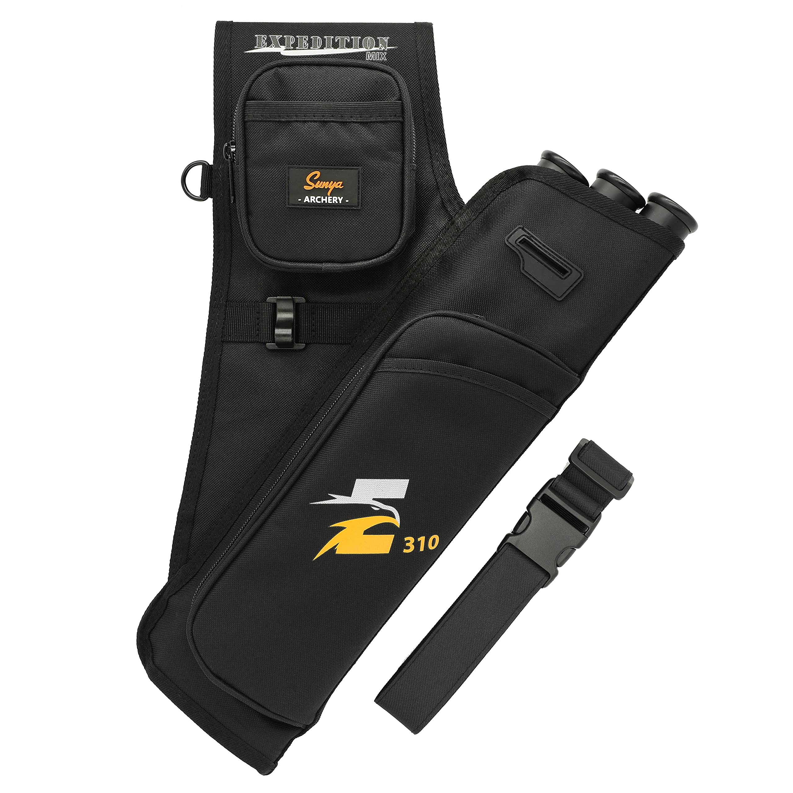 SUNYAArchery Quiver for Arrows. Arrow Quiver Side Quiver Bow Quiver Includes Pockets for Archery Accessories and Nylon Belt