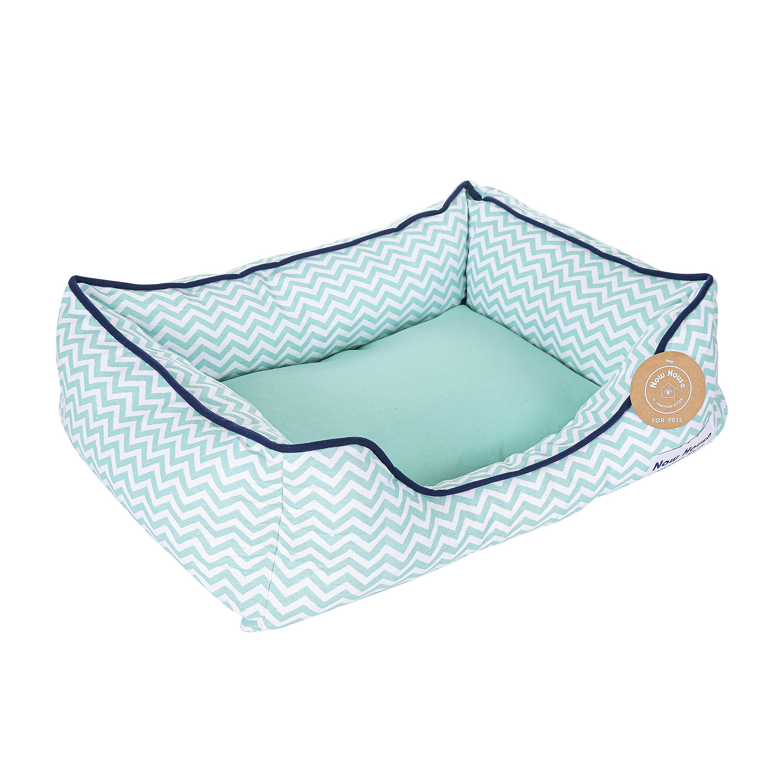 Now House for Pets by Jonathan Adler Teal Chevron Cuddler Dog Bed, Small | Small Dog Bed Washable Dog Bed for Small Dogs by Now House by Jonathan Adler (FF16055)