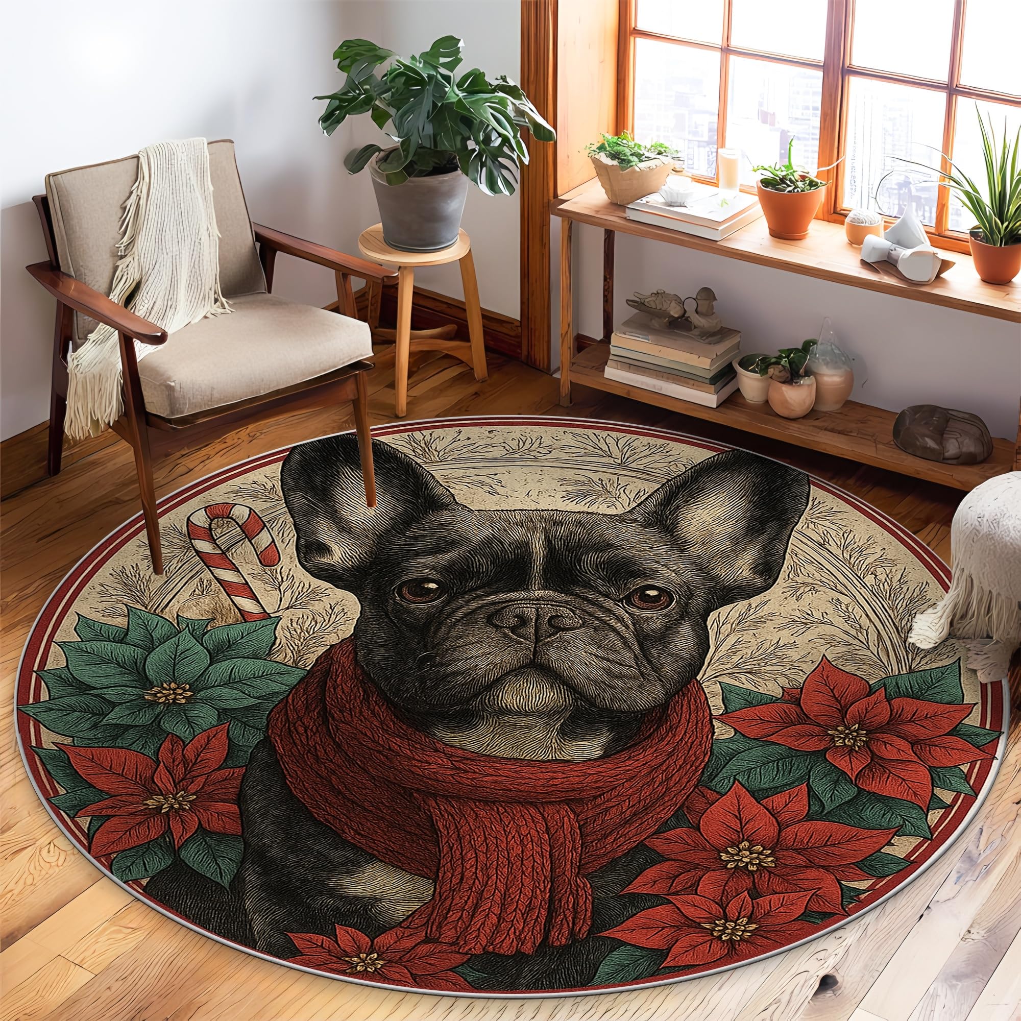 Tapis pour chien Noël rouge 1,5x1,5m à poils courts pour salon et dortoir