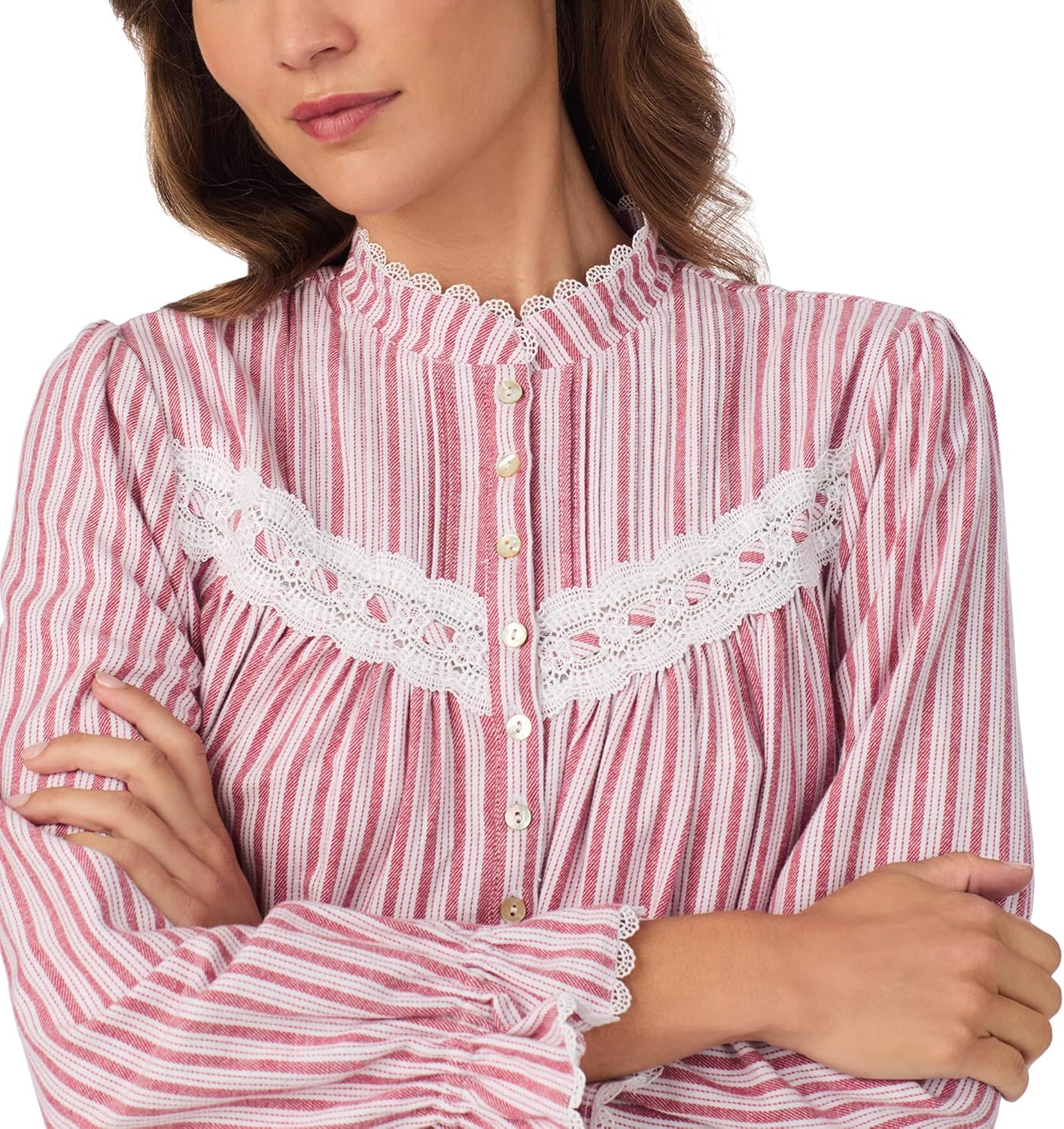 Eileen West Womens Sleepwear & Loungewear - Brushed Flannel Collection - 100% Cotton Highneck Long Sleeve 50" Nightgown - Image 2