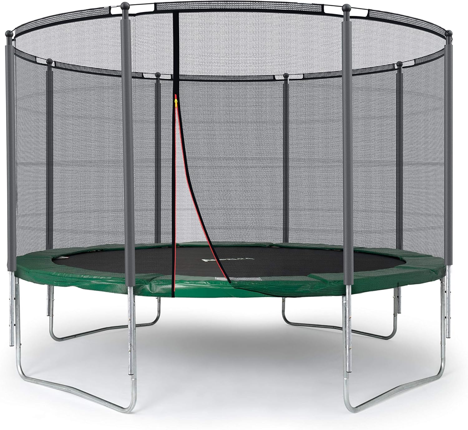 Ampel 24 Trampolin Outdoor Ø 366 cm, GS-Zertifikat, Komplettset mit Randabdeckung und Sicherheitsnetz, 8 gepolsterten Stangen, Belastbarkeit 160 kg