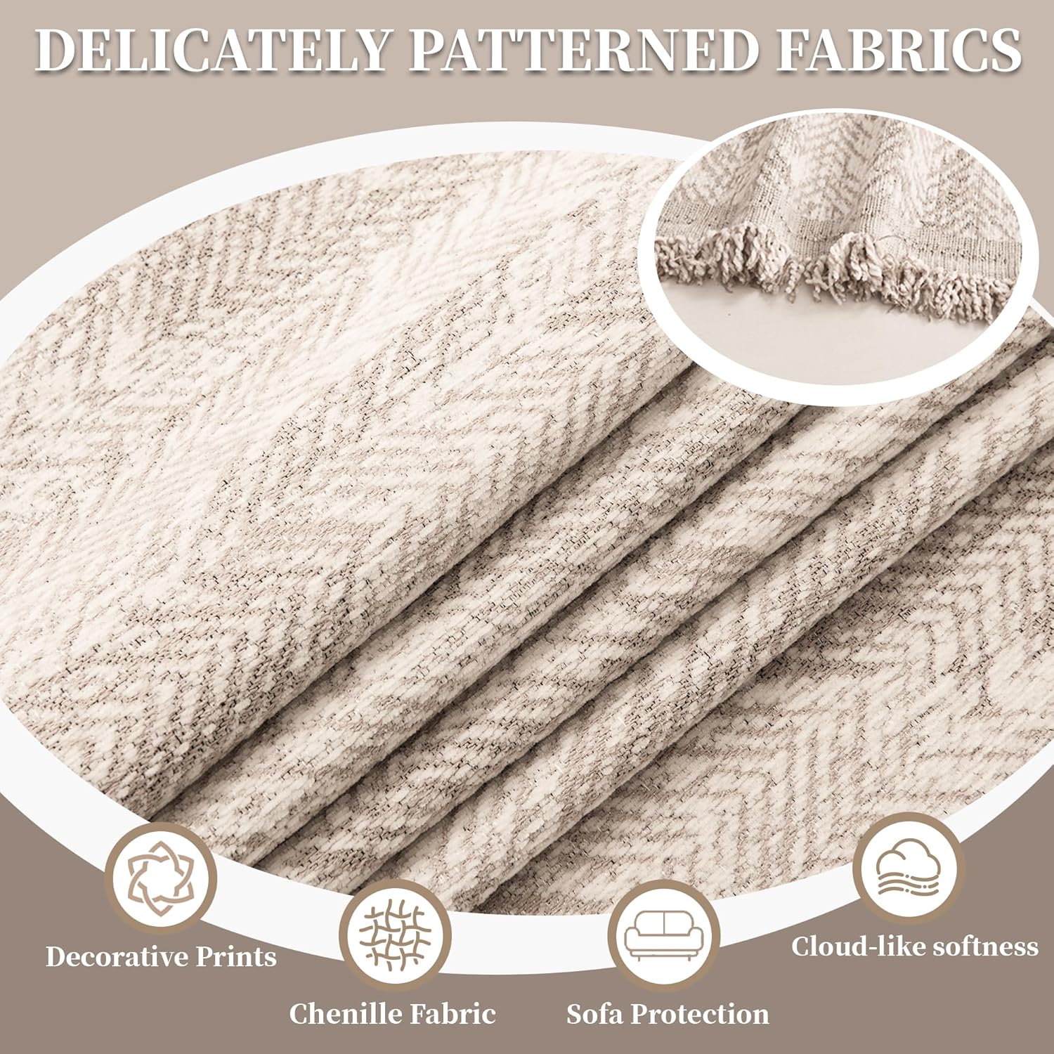 1OO% Waterproof Sectional Couch Covers for Dogs L Shaped Corner Sofa Cover Washable Chenille Sofa Slipcovers Blanket Modern Jacquard Pet Furniture Protector (91"x276", Light Khaki)