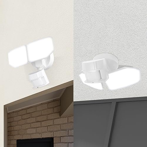 Miniatura 7 de Luz de seguridad LED con sensor de movimiento de 30 W para exteriores, 180 grados, 2600 LM, 5100 K, ETL, resistente al agua, 2 cabezales ajustables