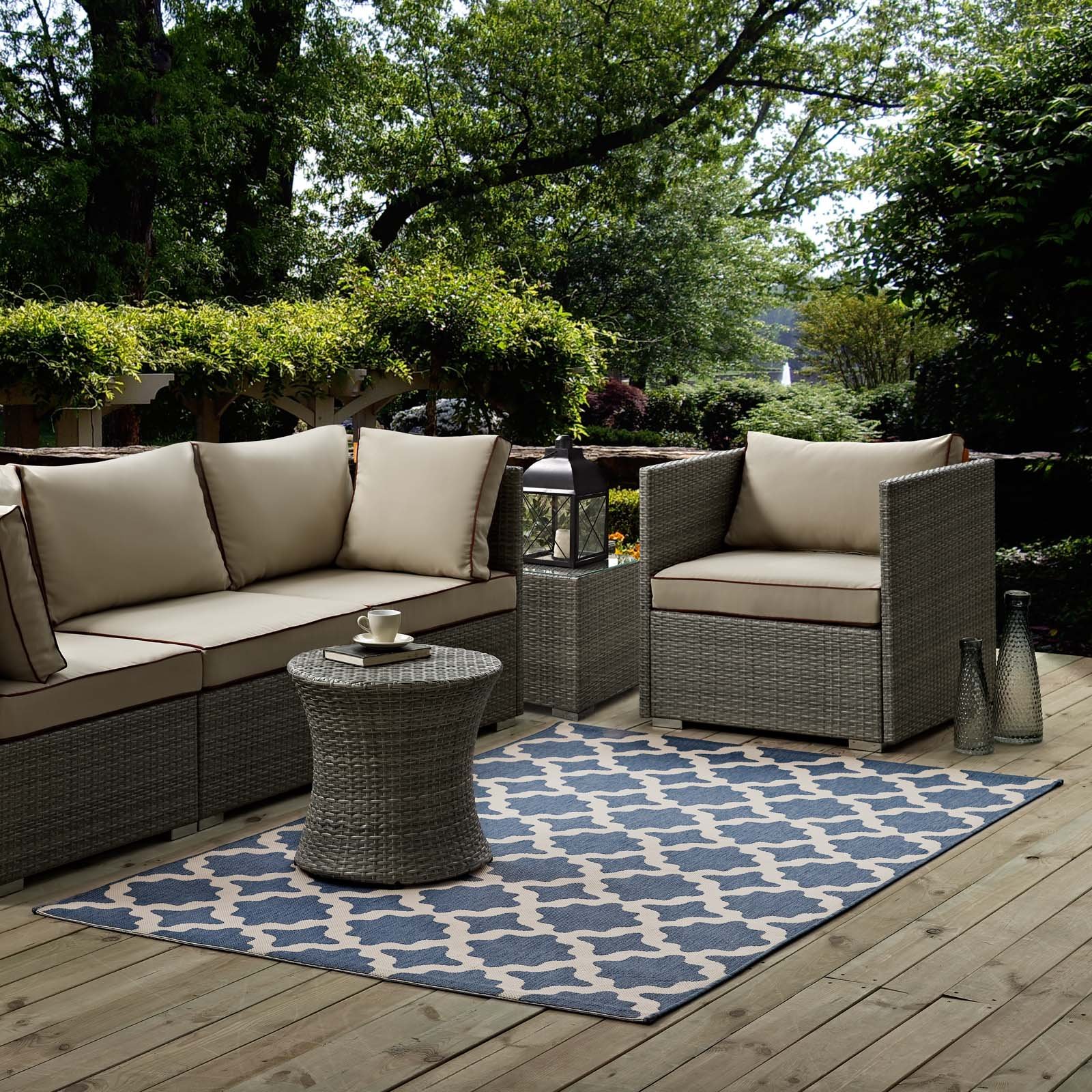 Modway Area Rug Blue and Beige R-1139C-58