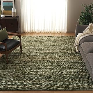 Area Rug 9x12 - Natura Collection - Large - Green & Ivory, Handmade Wool Blend, Textured Design, Ideal for Living Room, Bedroom, Dining Space (NAT425Y)