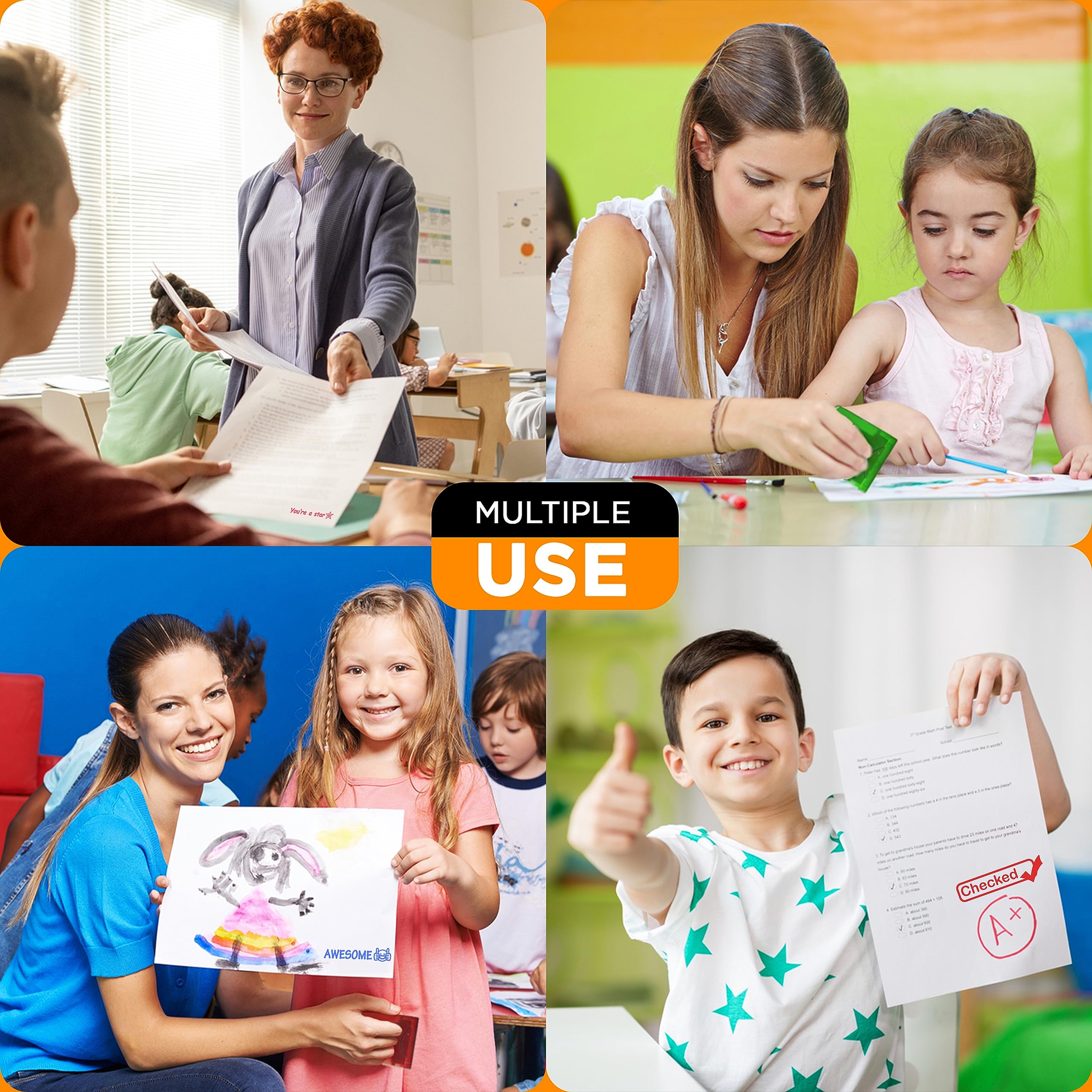 Tickselect Teacher Stamps for Classroom Grading 8PCS - Rectangular Self Inking Colorful Set for Teachers Gifts with Motivational Encouraging Messages -Homeschool & Teacher Supplies - Image 5