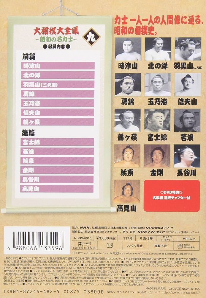 大相撲大全集～昭和の名力士～ DVD-BOX Amazon.co.jp: 大相撲大全集~昭和の名力士~ [DVD] : DVD