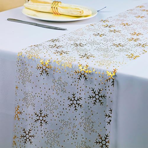 Snowkingdom Camino de mesa negro de 2 piezas, rollo de camino de mesa de malla metálica con lentejuelas y purpurina de 11 x 108 pulgadas, decoración