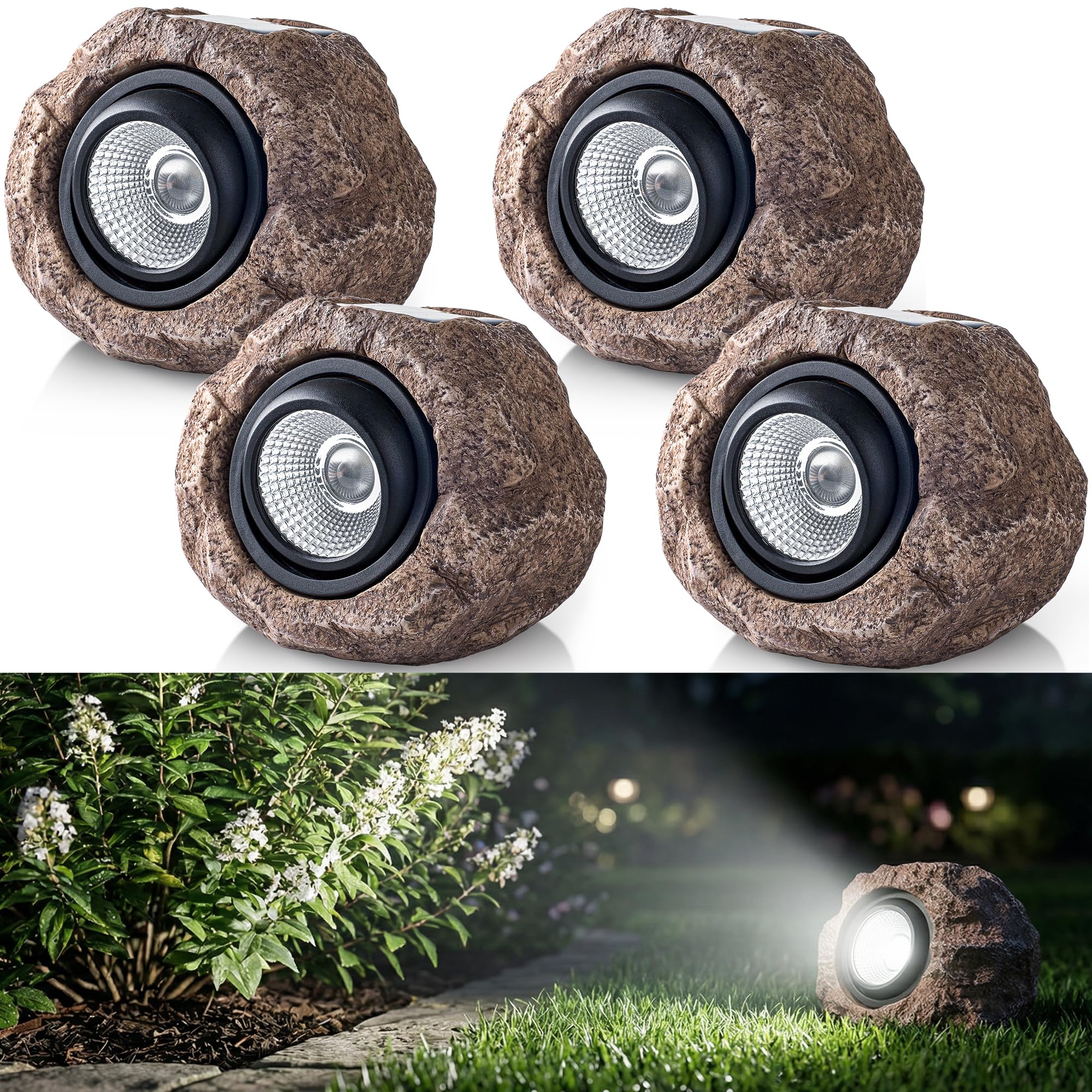 View 1 of [SIDES ARE DAMAGED] VISFLAIR Solar Rock Lights - 4 Pack LED Spotlights