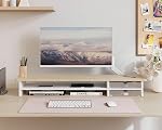FENGE Moniteur Stand, Double moniteur Riser, 42.5inch Grand moniteur de bureau Riser avec tiroir, 2 Bois de base & Organisateur de bureau acrylique pour ordinateur, ordinateur portable, imprimante, TV Chêne à l'écran