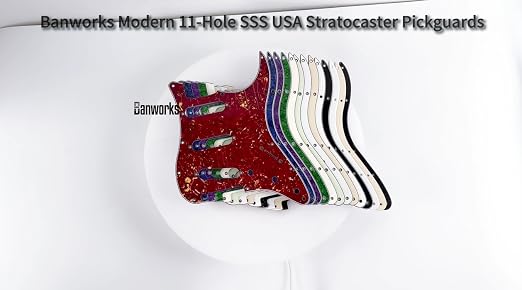 Banworks 1 Ply Strat SSS Pickguard 11 trous pour guitare électrique Pickguard Scratch Plate pour USA/Mexicain Modern Style Standard Stratocaster ST JT/HB-01 Noir brillant - Les Beatles, Paul McCartney, John Lennon, RIngo Starr, George Harrison Banworks 1 Ply Strat SSS Pickguard 11 trous pour guitare électrique Pickguard Scratch Plate pour USA/Mexicain Modern Style Standard Stratocaster ST JT/HB-01 Noir brillant