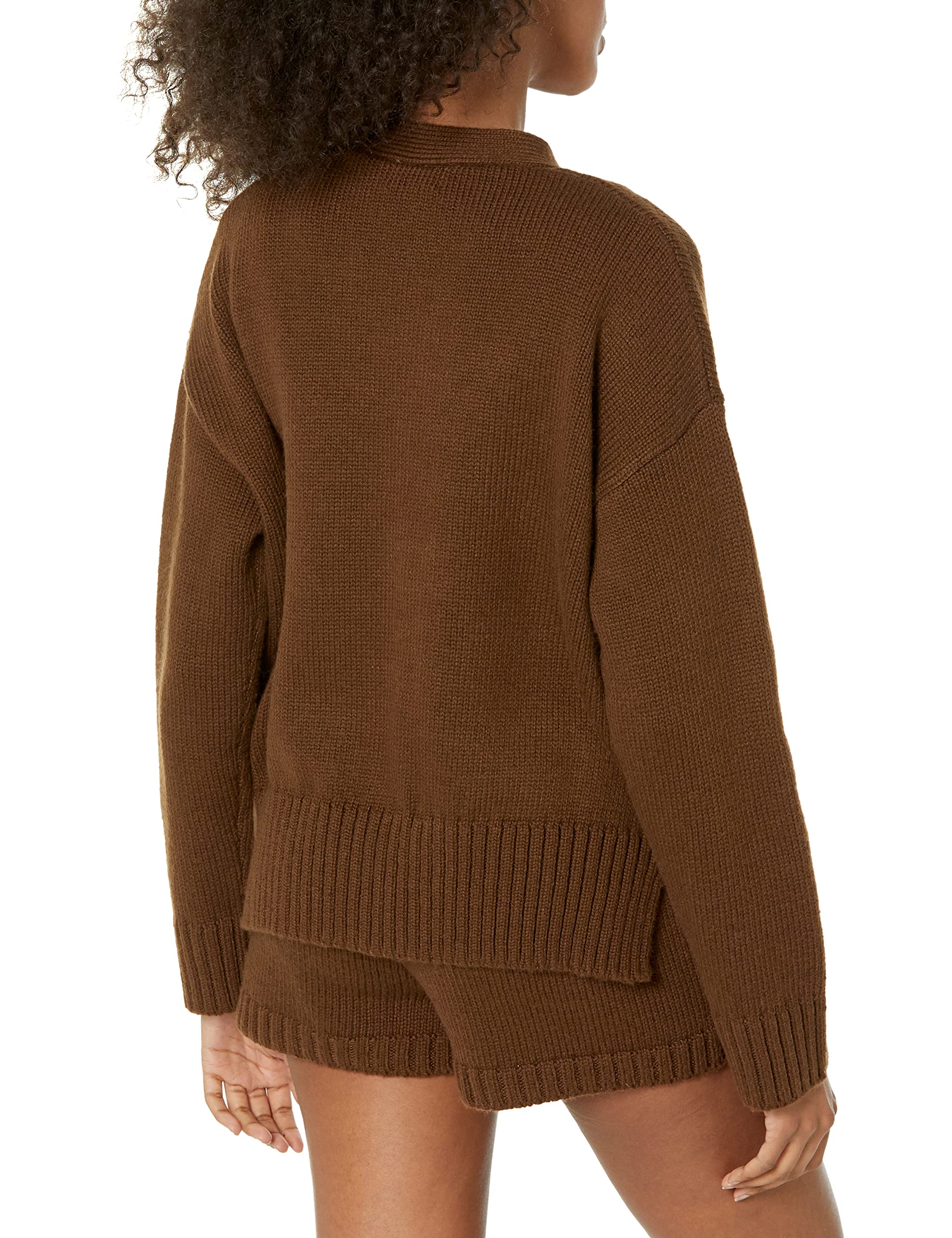 The Drop Women's Brigitte Chunky Button-Front Pocket Ribbed Cardigan