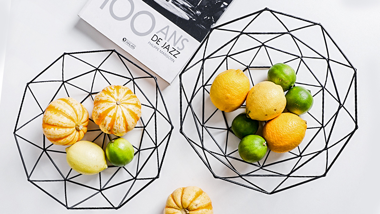 Maypes Metal Wire Fruit Basket - Modern Countertop Bowl For Fruits, Veggies, Snacks & Decor