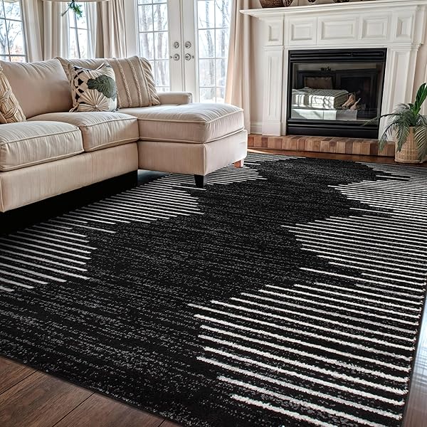 Bohemian Striped High-Traffic Rug