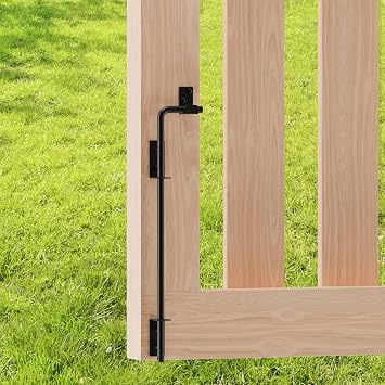 18 Inch Cane Bolt Gate Drop Rod, Square Heavy Duty Gate Latch, Cane Bolts for Wood Vinyl Metal Fences Gates-Black Finish,1 Pack