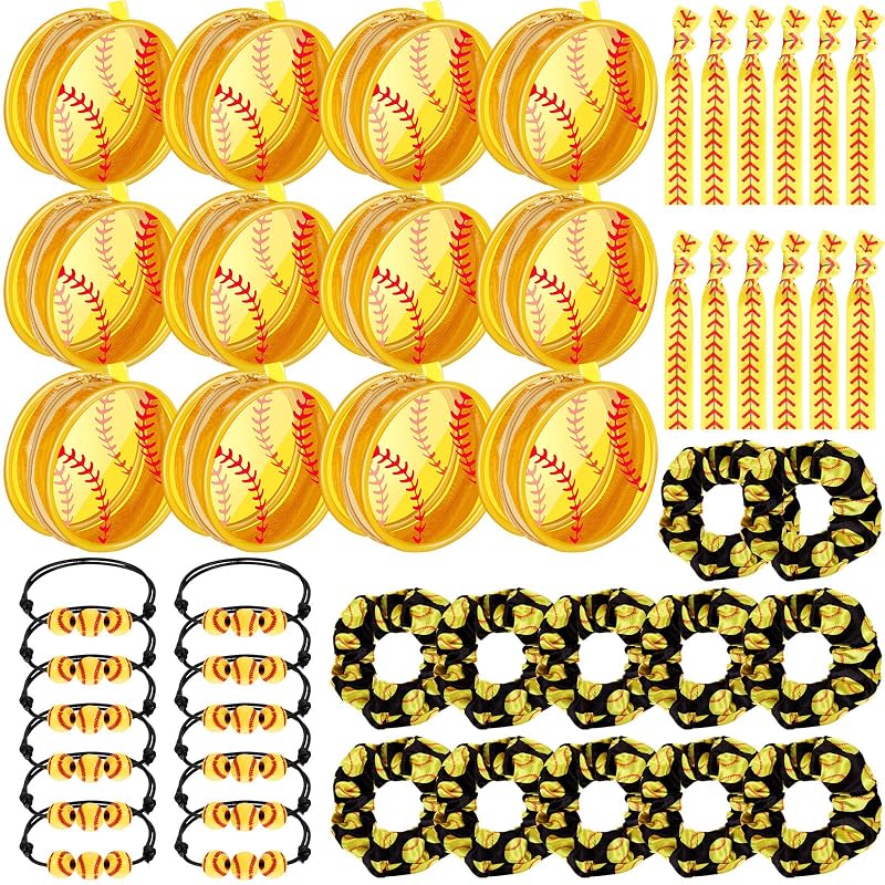 Baderke Conjunto para Softball com Bolsas, Elásticos de Cabelo, Pulseiras e Munhequeiras, 48 unidades