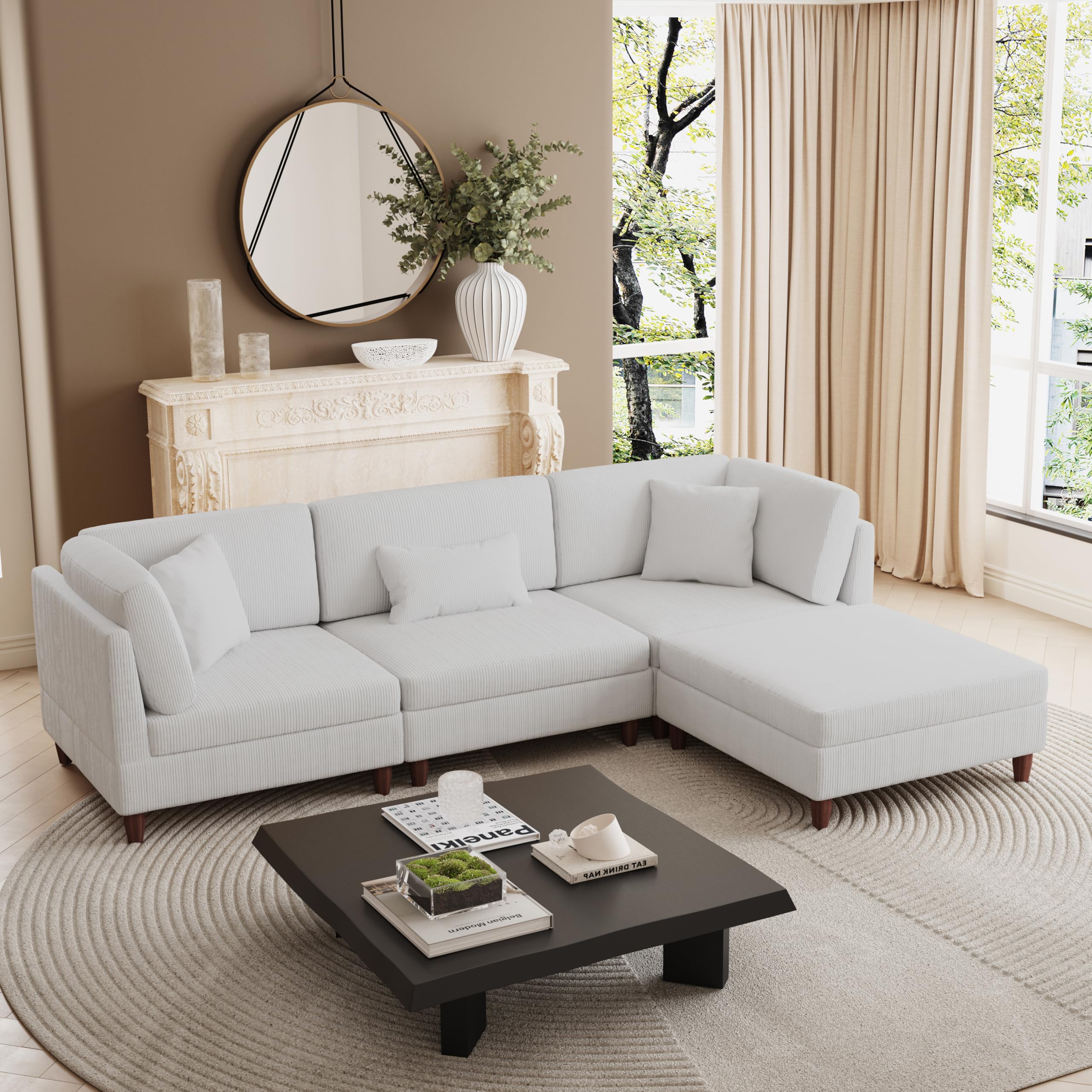 Amazon.com: UIXE Modular Sectional Sofa with Ottoman, Corduroy