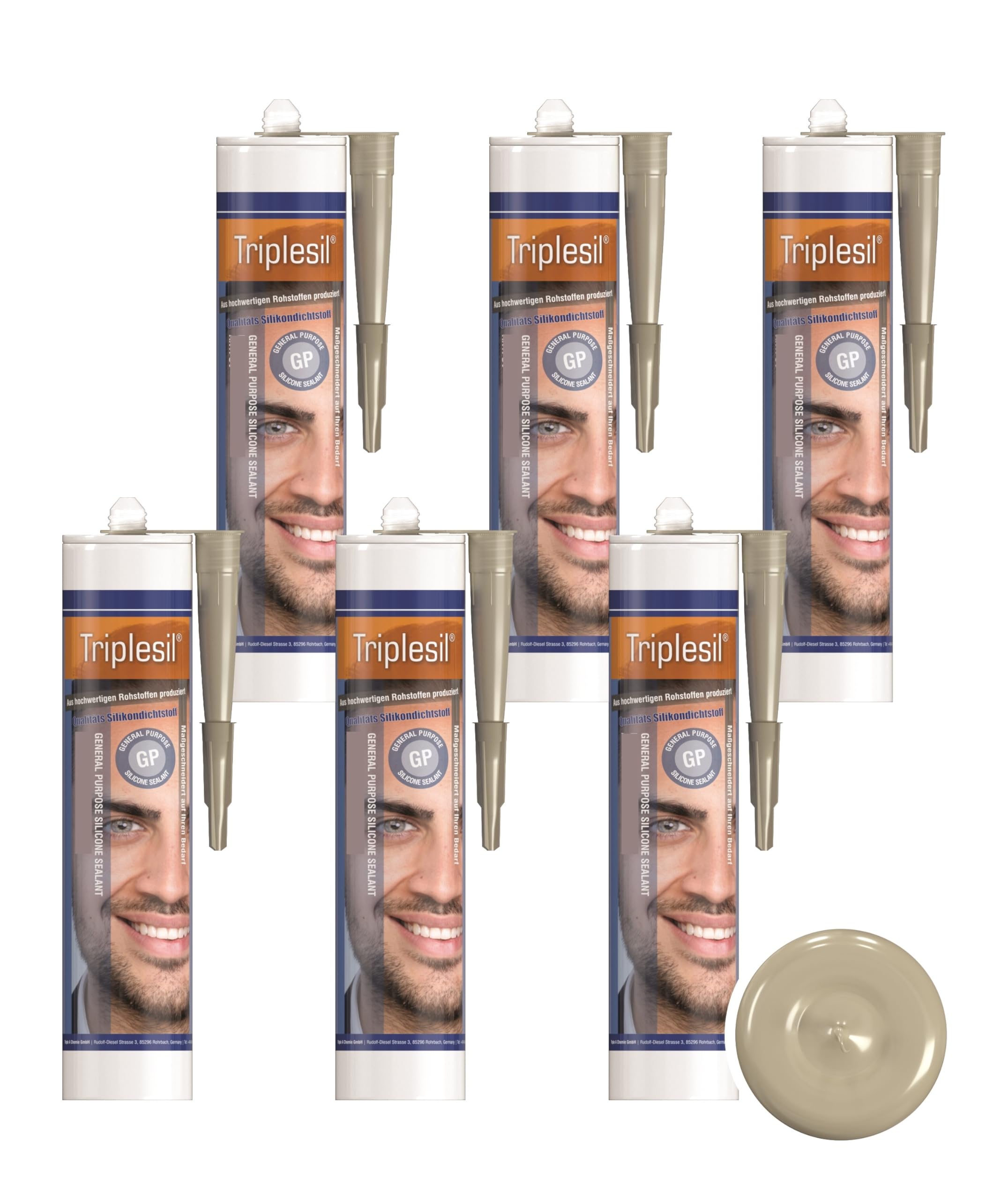 Triplesil Premium Silikon Dichtstoff – 6 ×310 ml Sanitärsilikon für fenster, Bad & Küche –Wasserbeständig–zum Abdichten-DIY Dichtmasse Innen & außenbereich (6x white)